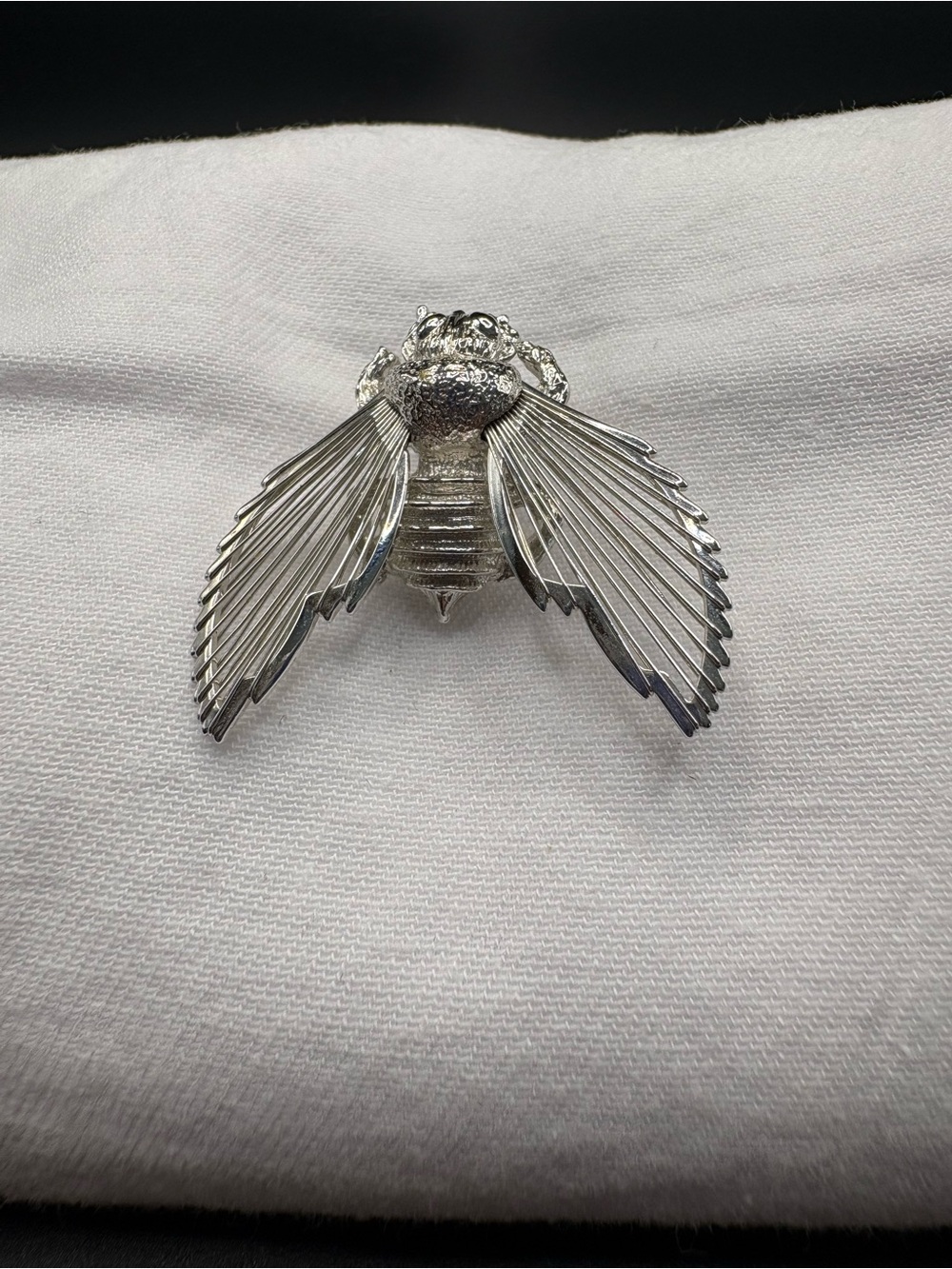 Monet Vintage Silver-tone Insect Brooch with Detailed Wings